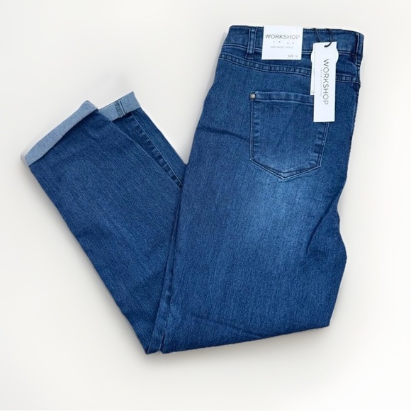 Workshop Republic Clothing Denim - WORKSHOP Republic Womens Size 14 Med Dark Blue High Waist Skinny Ankle Stretchy